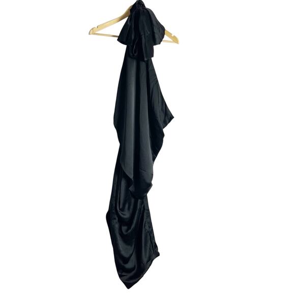 Arias New York Black Asymmetrical Halter Tie Neck Sleeveless Cocktail Dress Sz 4 - Picture 6 of 16